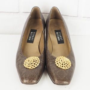 Stuart Weitzman 9.5 brown snake embossed pumps
